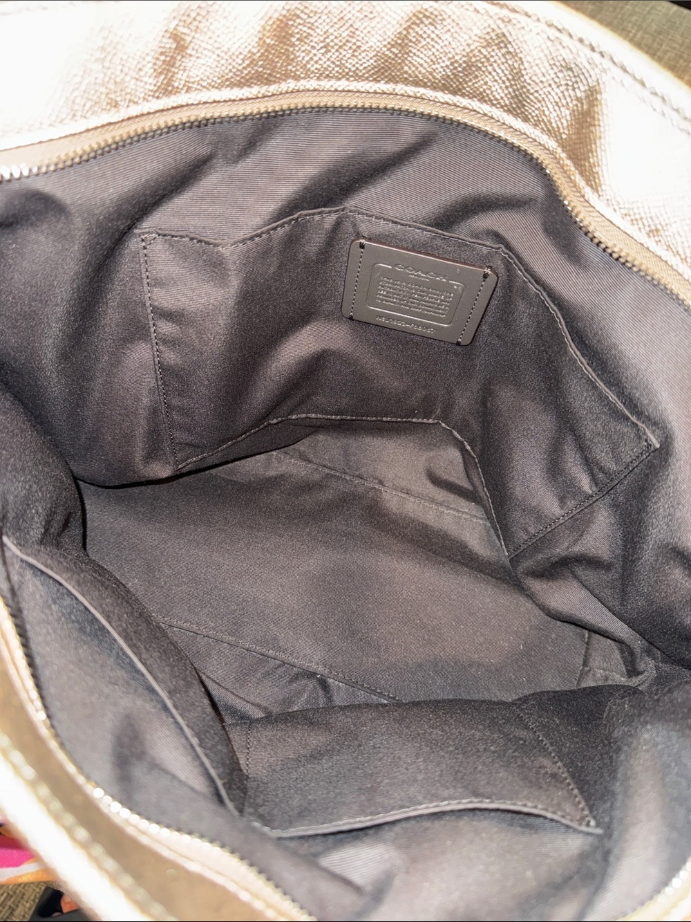 Coach Bag Metallic Champagne Gold Zip Top Tote - Picture 14 of 17